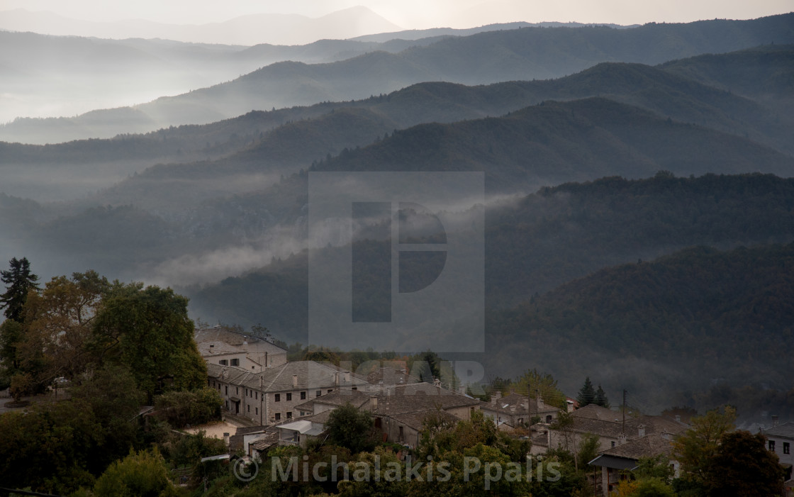 "Traditional village of Vitsa in Central Zagori, Epirus region, in the Ioannina regional unit in Greece, Europe" stock image