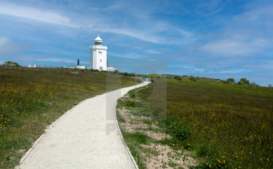 "South foreland light houses. White cliffs of Dover Kent" stock image