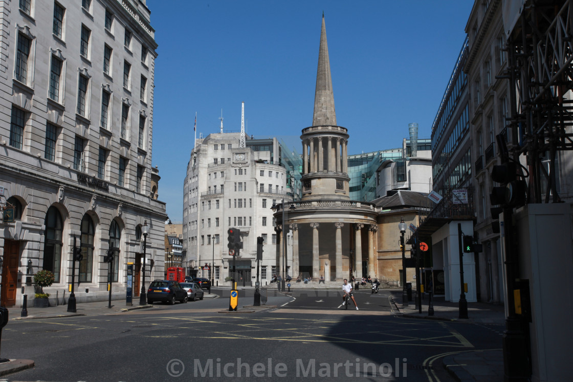 "All Souls Church and Broadcasting House" by Michele Martinoli - $12.44 "All Souls Church and Broadcasting House" stock image