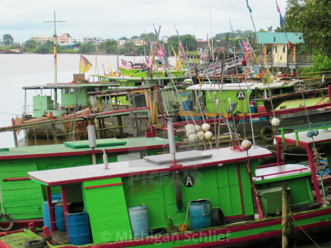 "Kuching Boat Scene" stock image