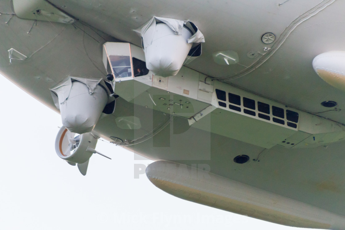 "Close up of the safety cushions added to the The Hybrid Air Vehicles Airlander 10" stock image