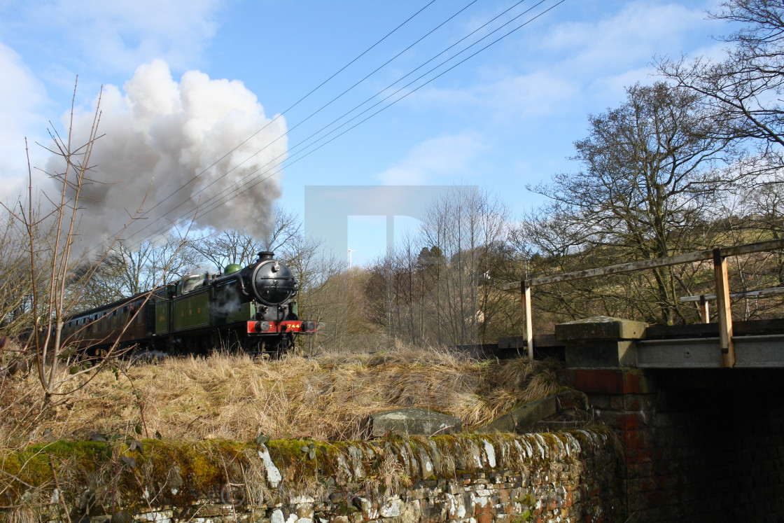 "Steam train, locomotive GNR 1744 on the Keighley and Worth Valley Steam..." stock image