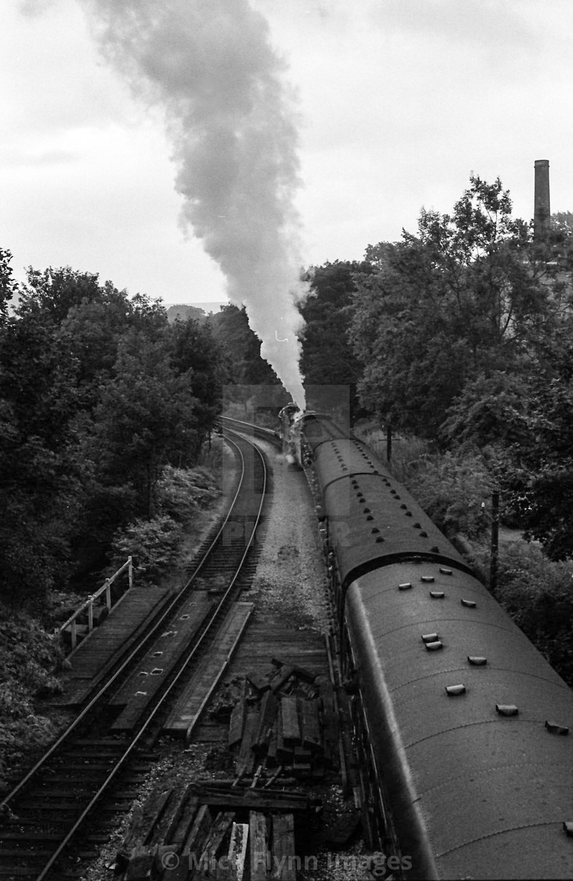"Haworth railway station, West Yorkshire circa 1982 black and white archive..." stock image