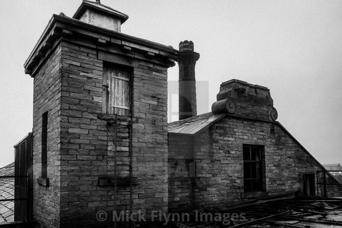 "A view from the rooftop of Daniel Illingworth's worsted spinning Mill, Thornton Road." stock image