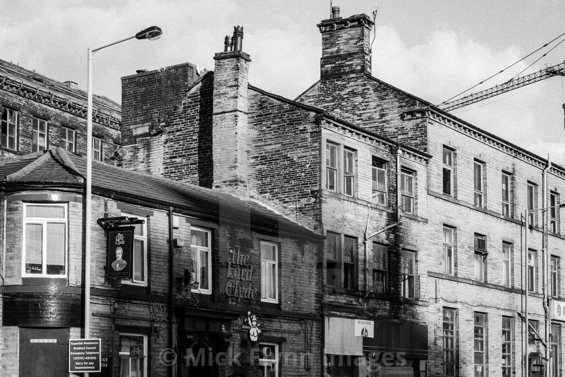 "Thompsons Mill, Fulton Street, Tetley Street, Thornton Road Bradford, West Yorkshire. Interior view. An image from my series 'Monochrome Mill Town', black and white studies around the northern Wool City of Bradford, West Yorkshire." stock image