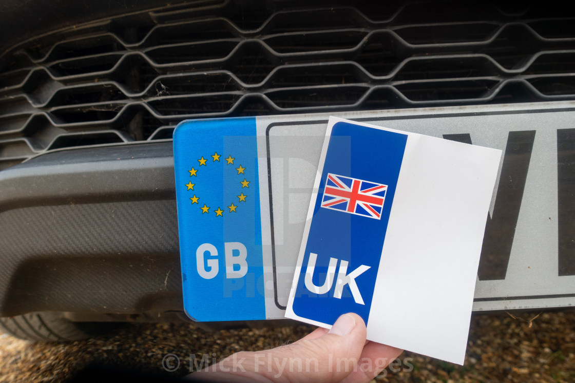 "From Tuesday, 28 September 2021 the GB designator on number plates is being..." stock image