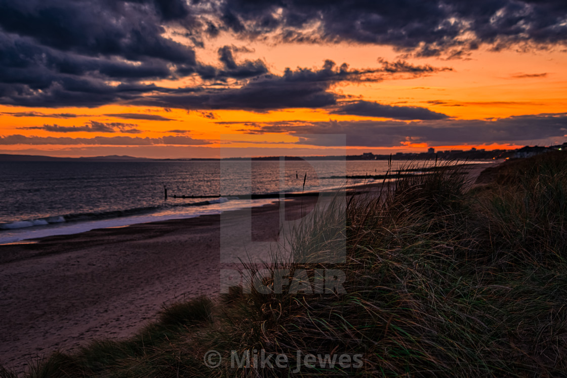 "Hengistbury Head Sunset" stock image