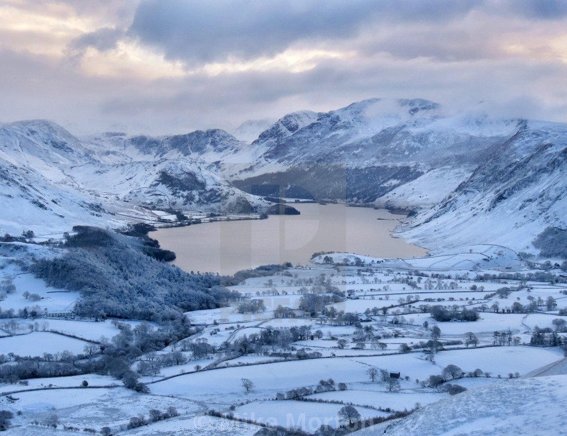 "Winter skies over Crummock Water" stock image