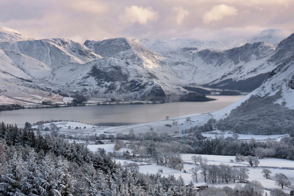 "Snowbound Crummock Water" stock image