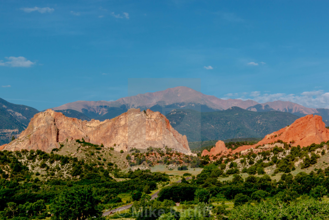 "Garden of the Gods and Pikes Peak" stock image