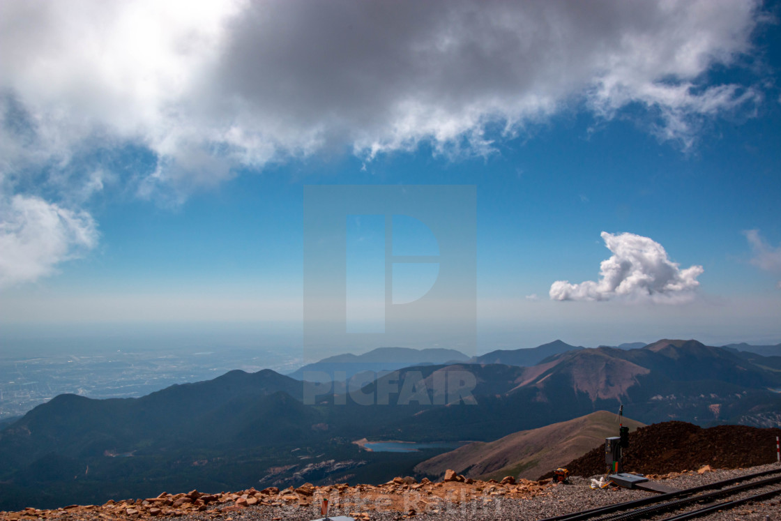 "View from the top of Pikes Peak" stock image