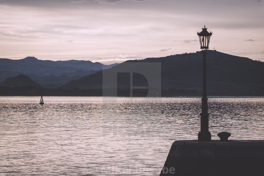 "Port of Santander at sunset, Spain" stock image