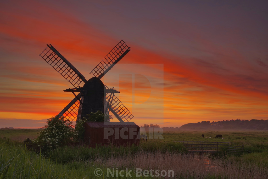 "Herringfleet Mill, River Waveney" stock image