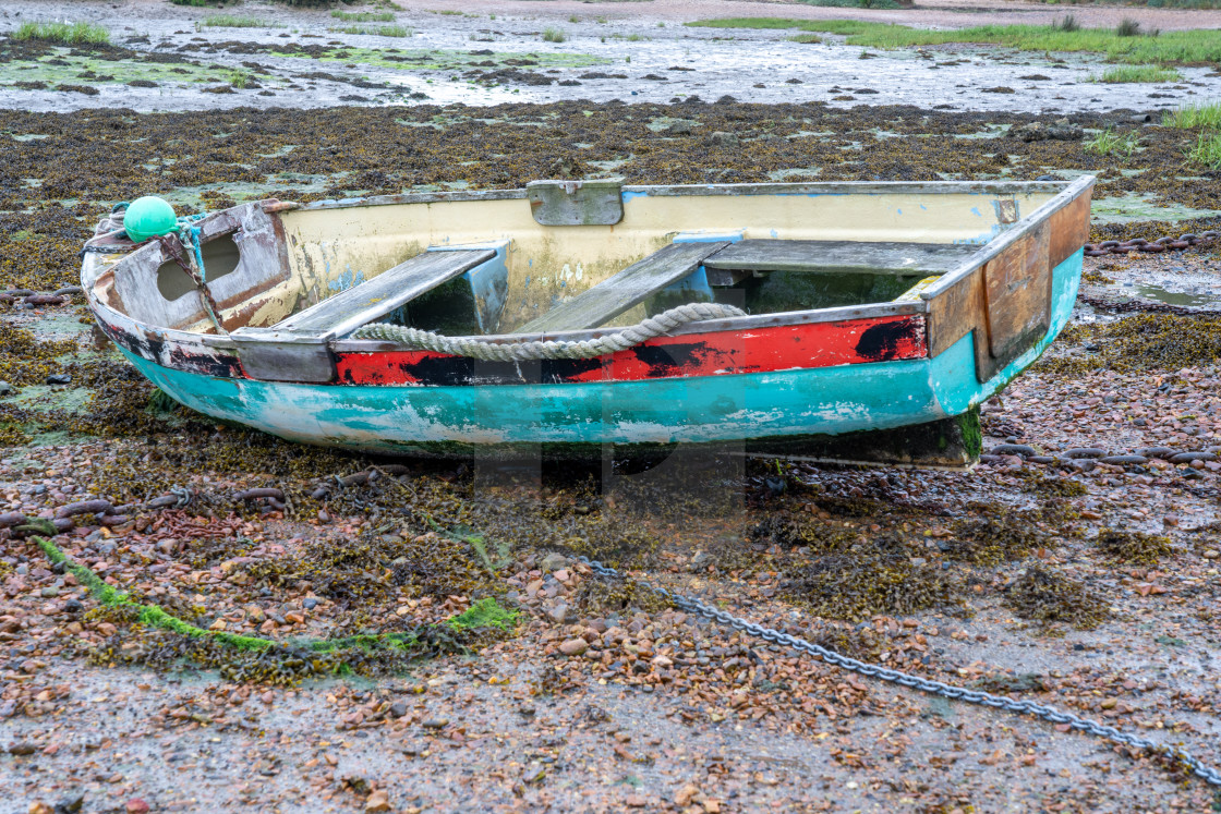 "Old boat on the shore" stock image