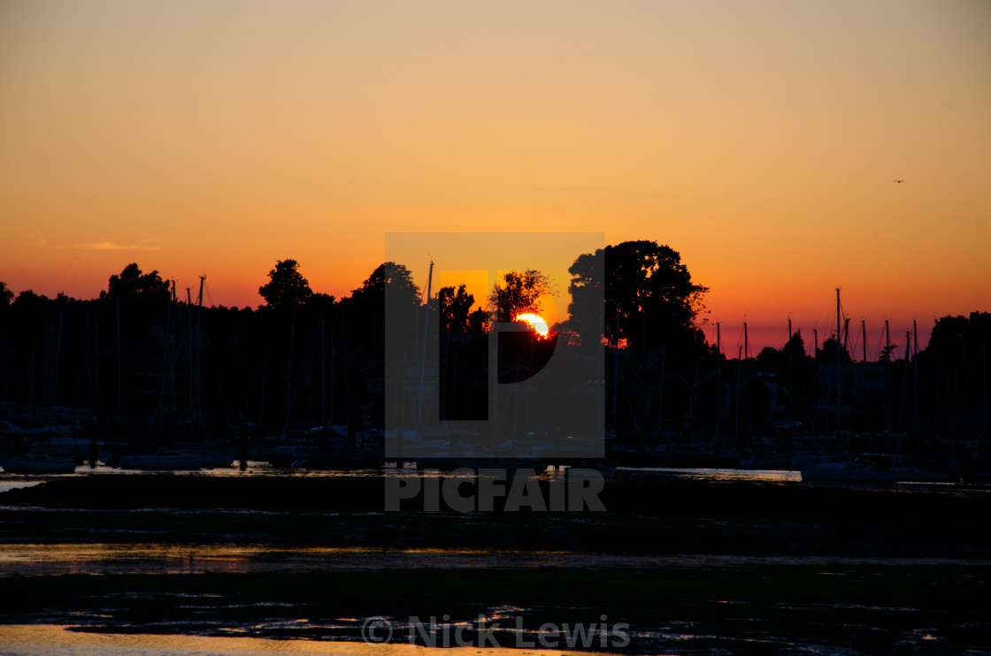 "Sunset over Hamble-le-rice" stock image