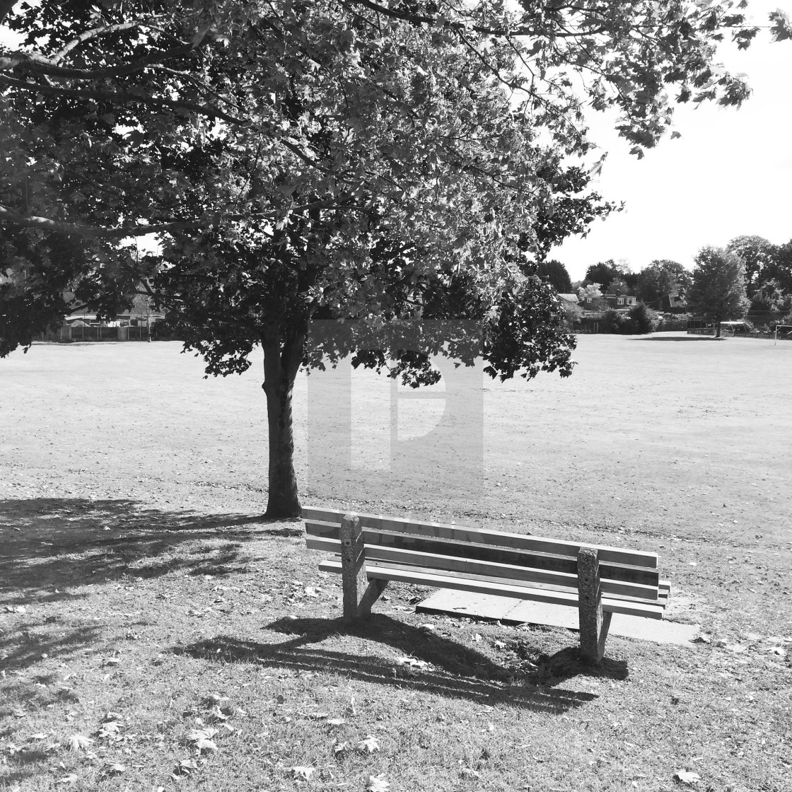 "Black and white park bench" stock image