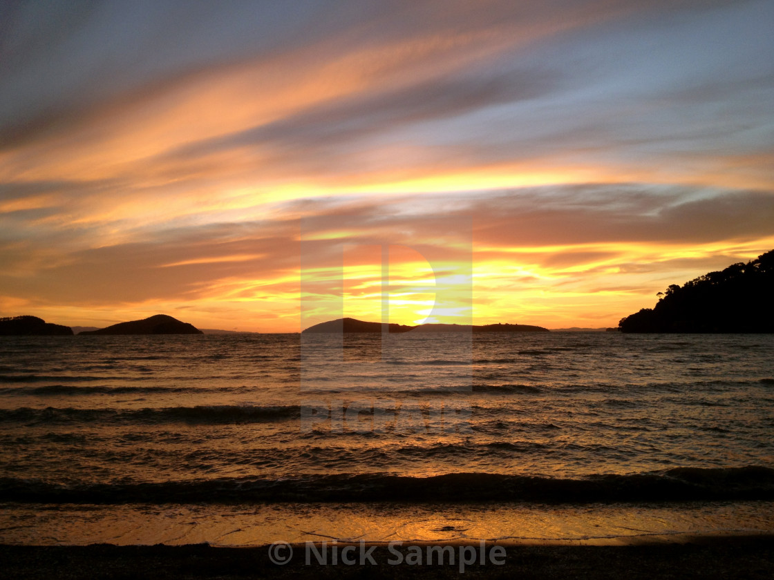 "Sunset over the southern seas" stock image