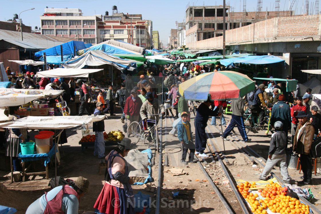 "The disappearing railway line of Juliaca" stock image