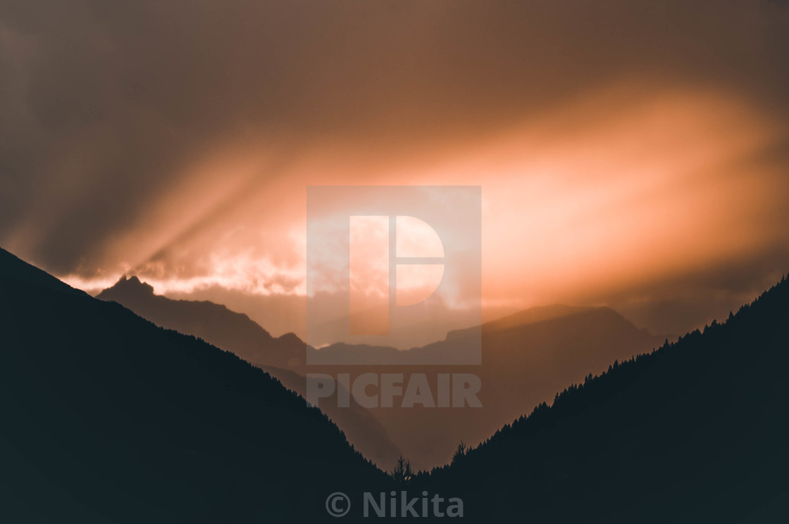 "Light between mountains" stock image