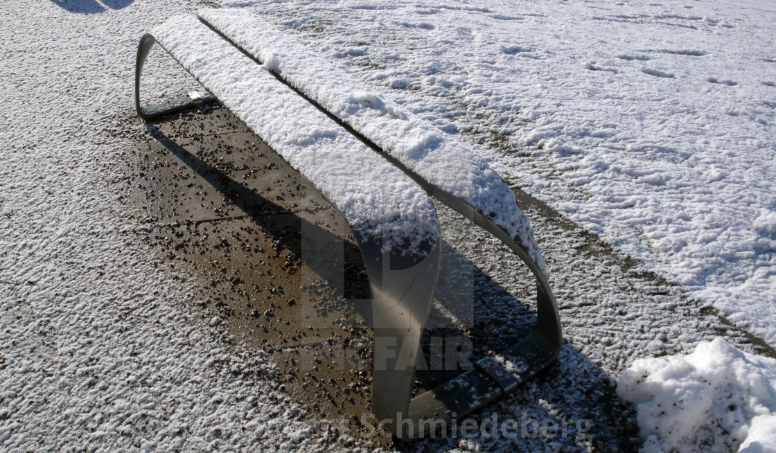 "Snow on bench" stock image