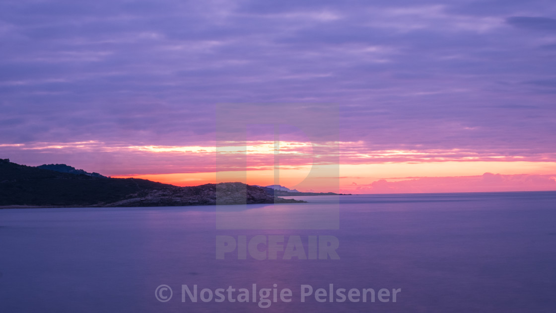 "Sunset on l'Île-Rousse, Corsica" by Nostalgie Pelsener - £31.00 "Sunset on l'Île-Rousse, Corsica" stock image