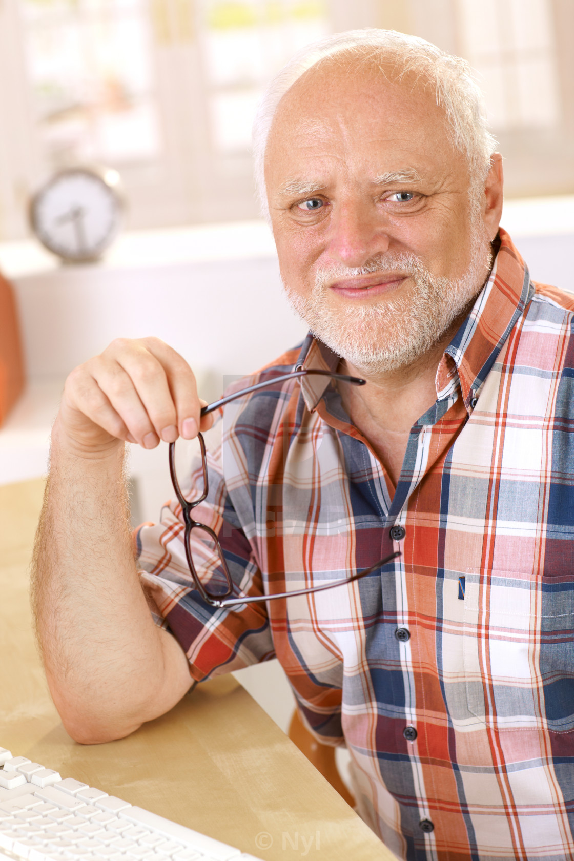 "Portrait of happy older man smiling" stock image