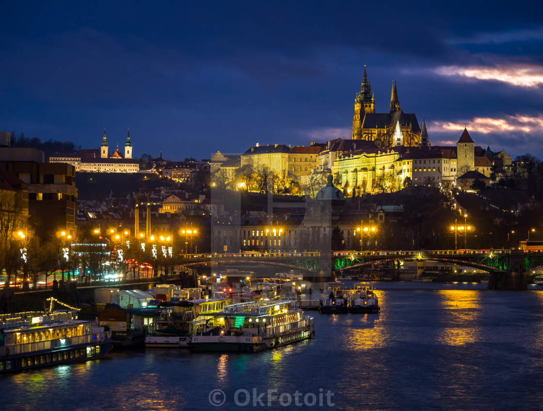 "View of Prague at dusk" stock image