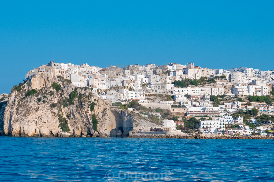 "Landscape of Peschici old medieval town, Puglia, Italy" stock image