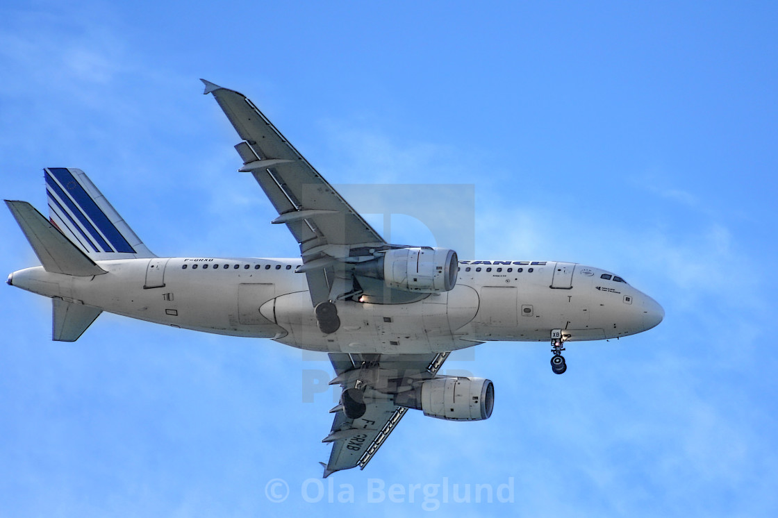 "Air France on its way to landing in Nice" stock image