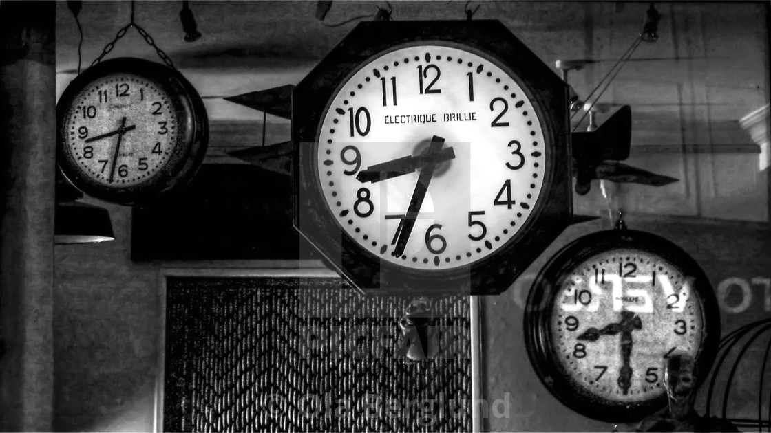 "Three clocks." stock image