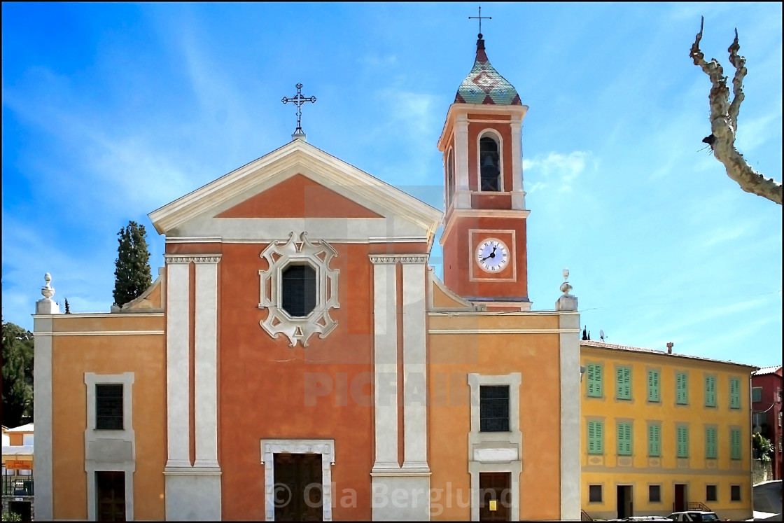 "Church in Tourette Levens in France." stock image