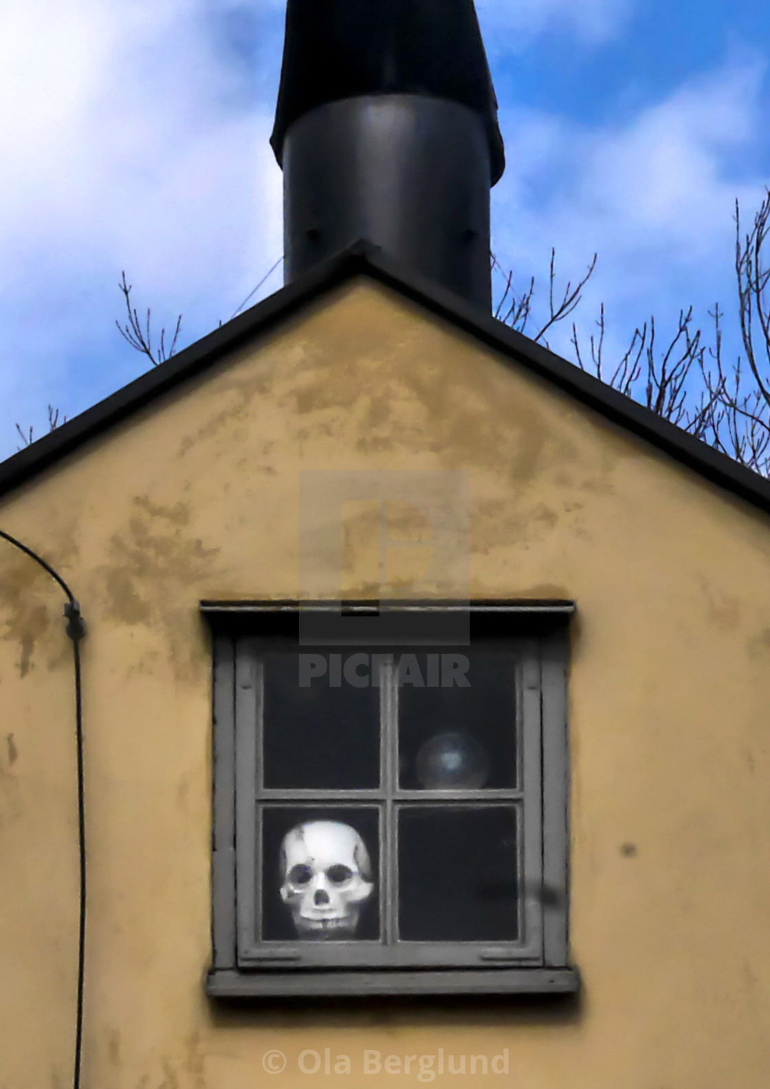 "Skull in window." stock image