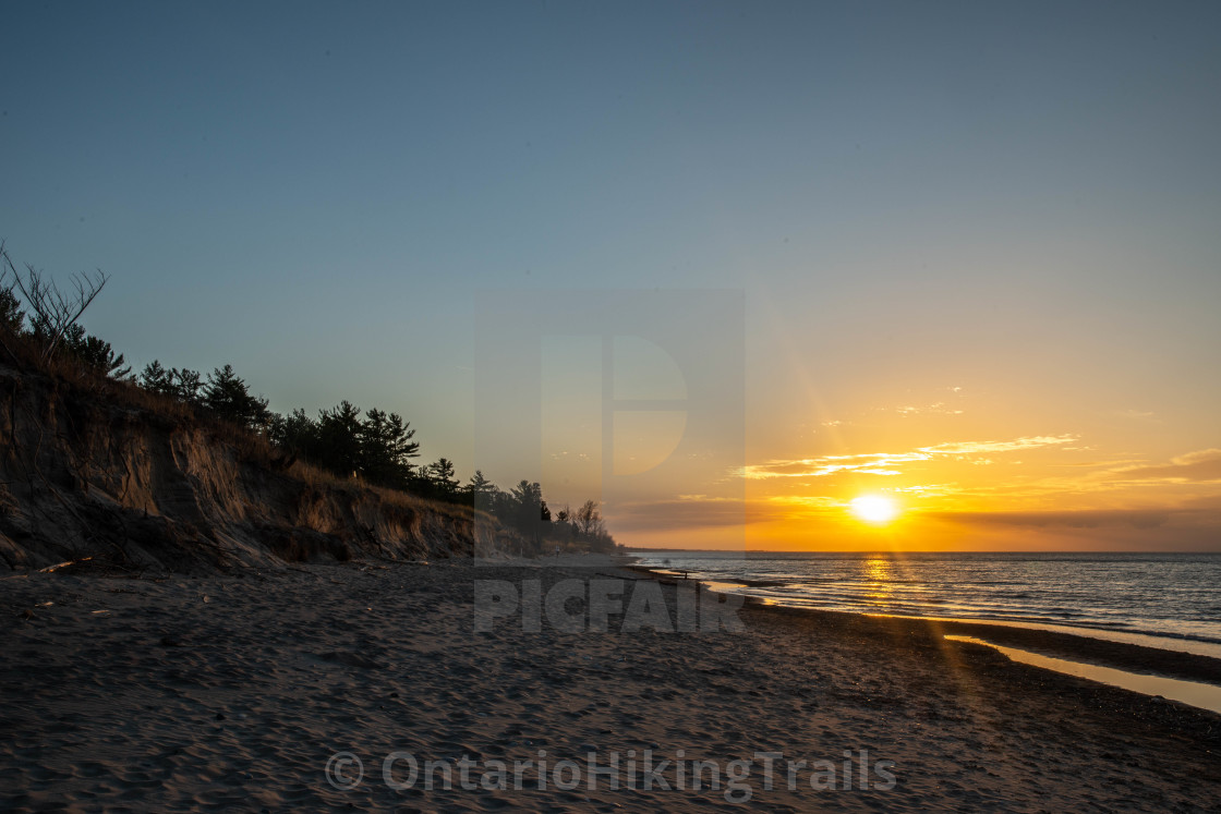 "Lake Huron Sunset At The Pinery" stock image