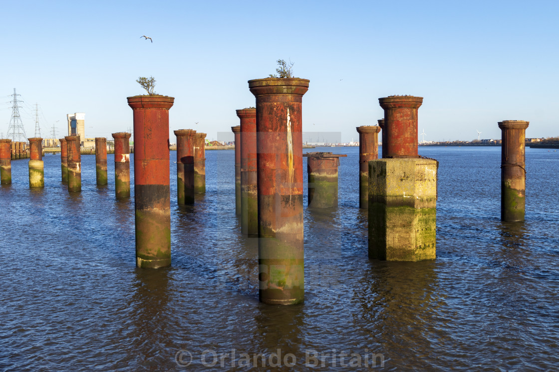 "Remains of Coal Jetty - Beckton Gasworks" by Orlando Britain - $15.53 "Remains of Coal Jetty - Beckton Gasworks" stock image