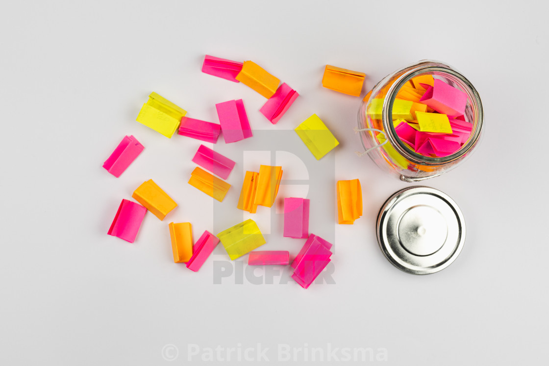 "Post-it Notes In Glass Jar" stock image