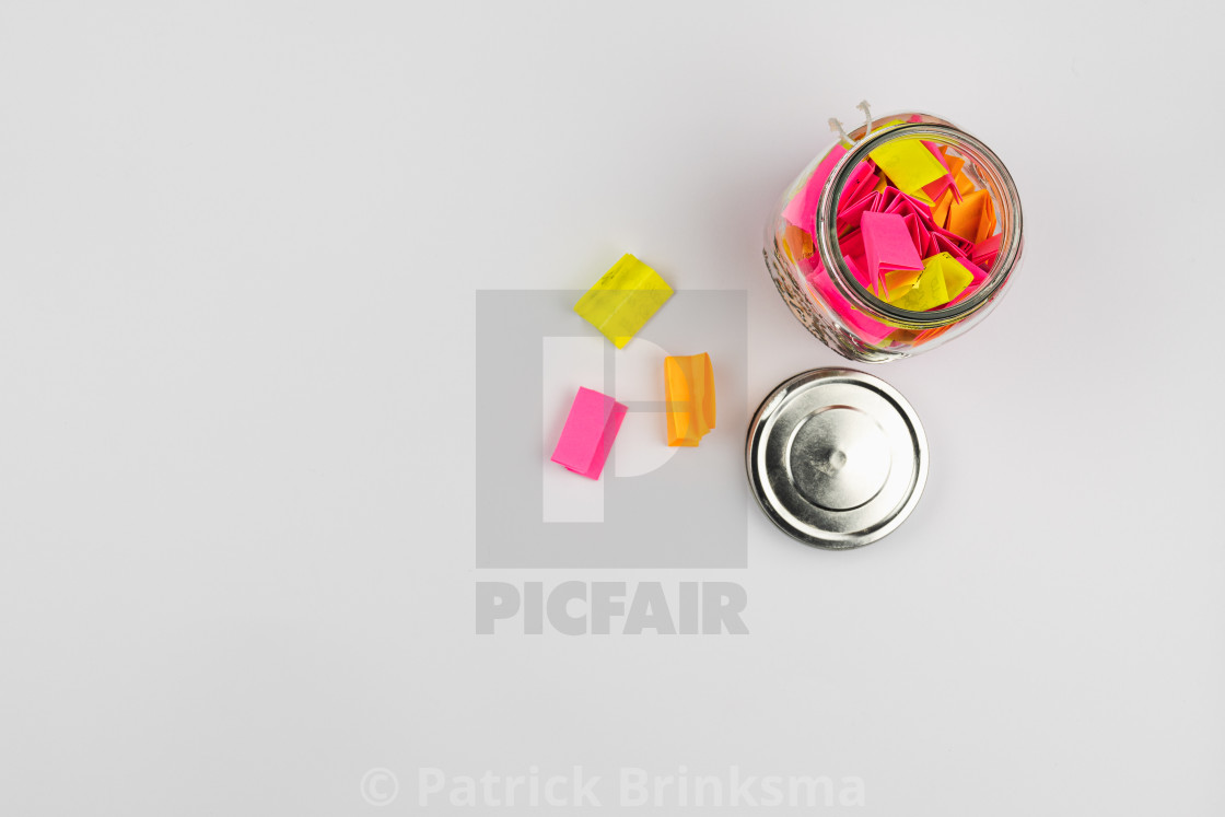 "Post-it Notes In Glass Jar" stock image