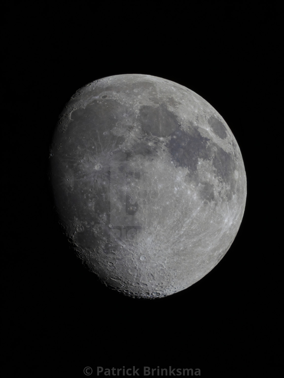 "Partly Illuminated Moon- Portrait" stock image