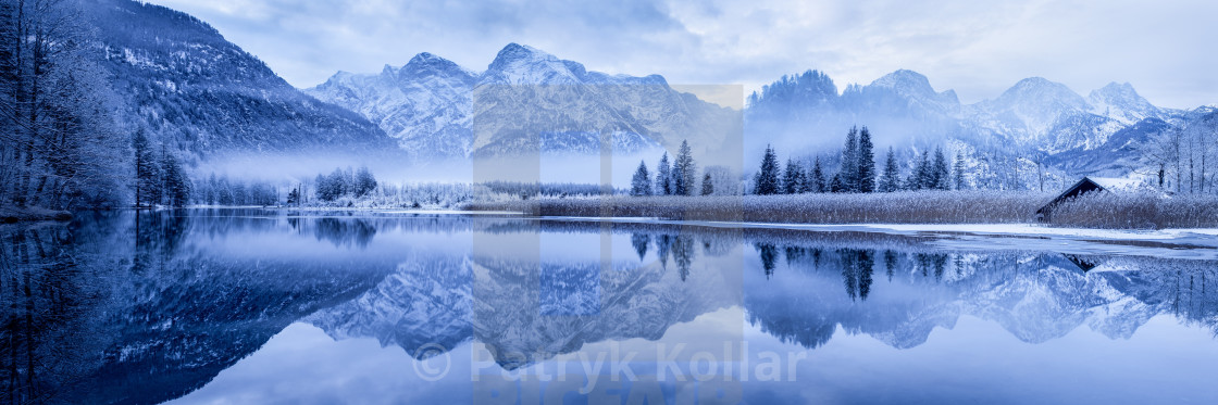 "Winter Wonderland - Almsee panorama" by Patryk Kollar - £24.80 "Winter Wonderland - Almsee panorama" stock image