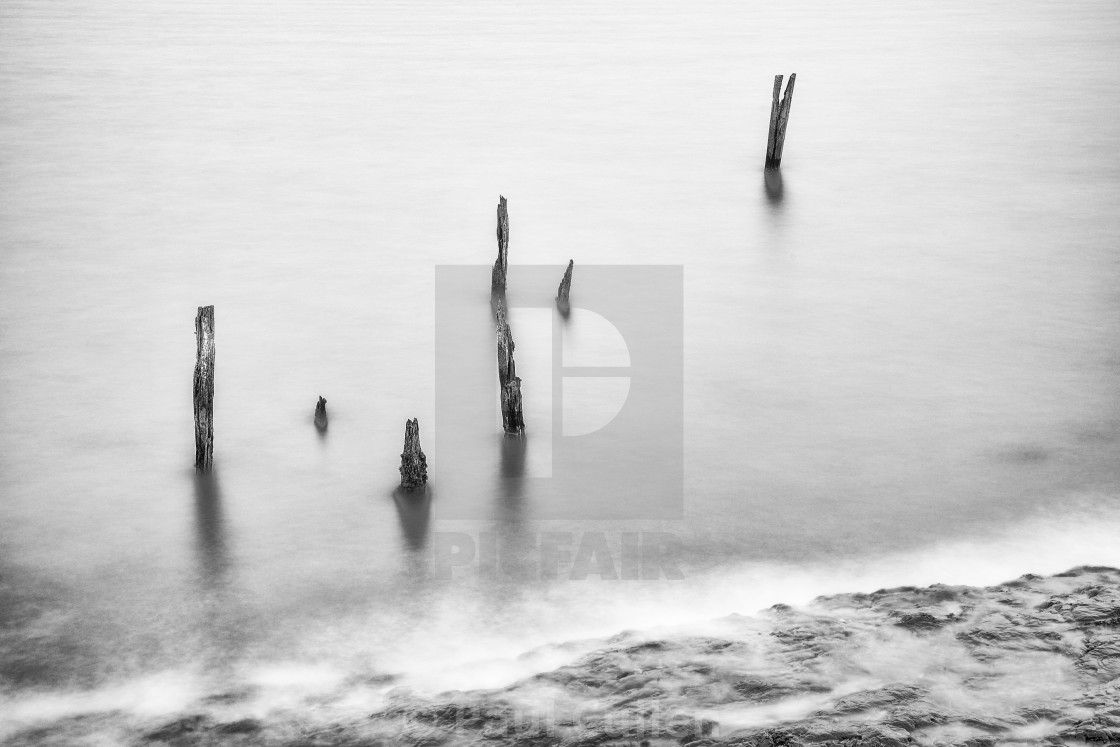 "Old Posts at Lindisfarne." stock image