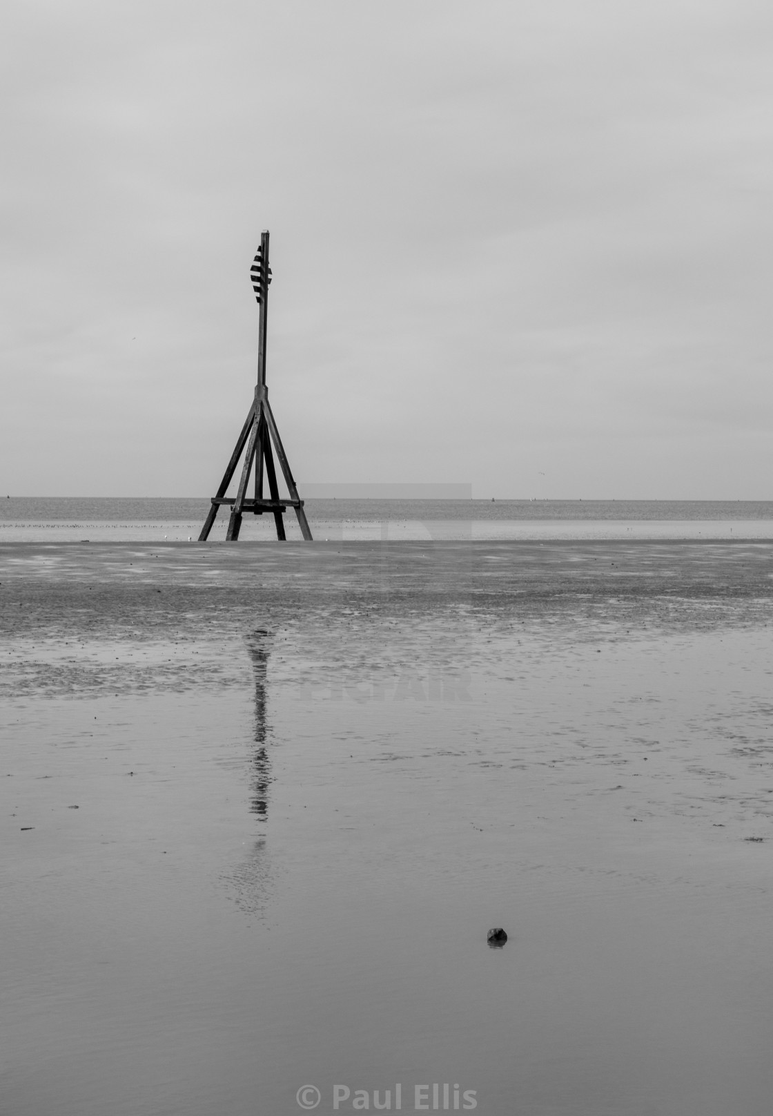 "Cable Marker, Crosby Beach" stock image