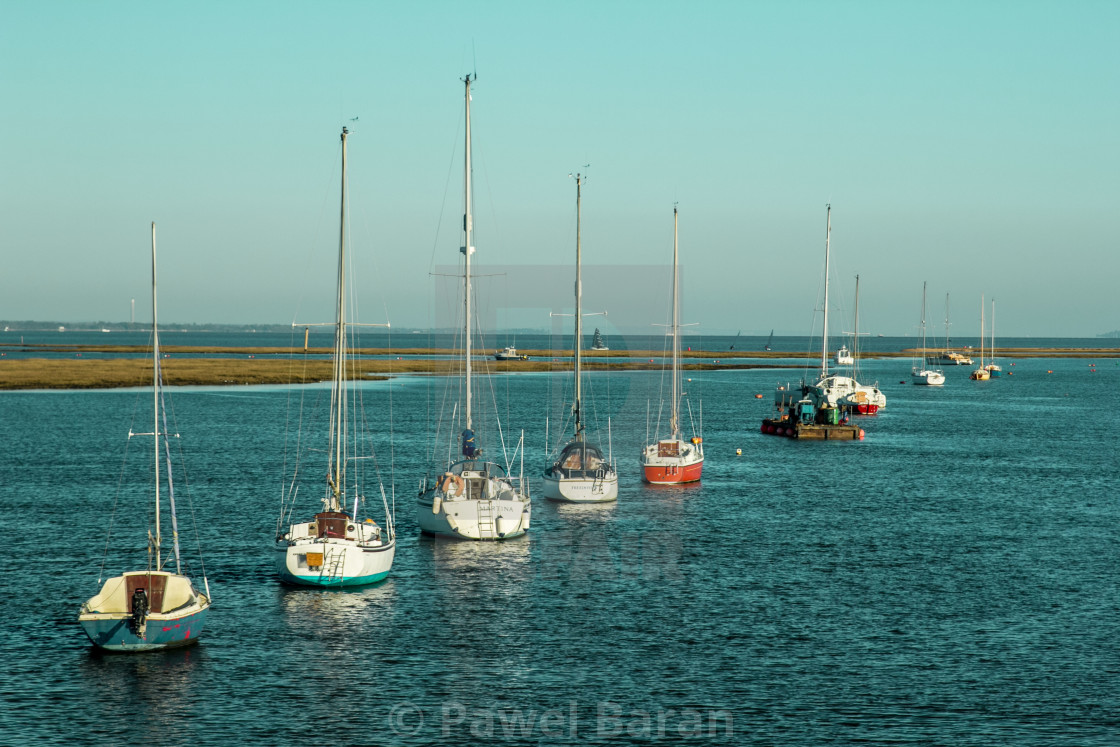 "Yachts lined up" stock image