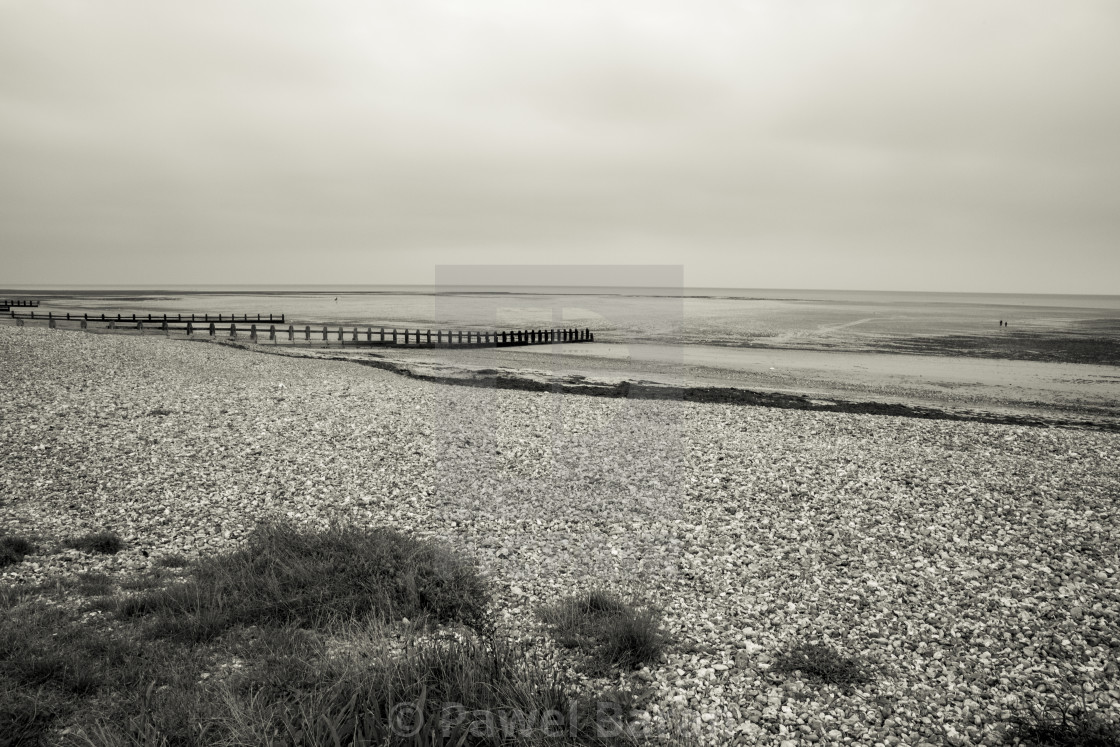 "Sea shore in monochrome" stock image