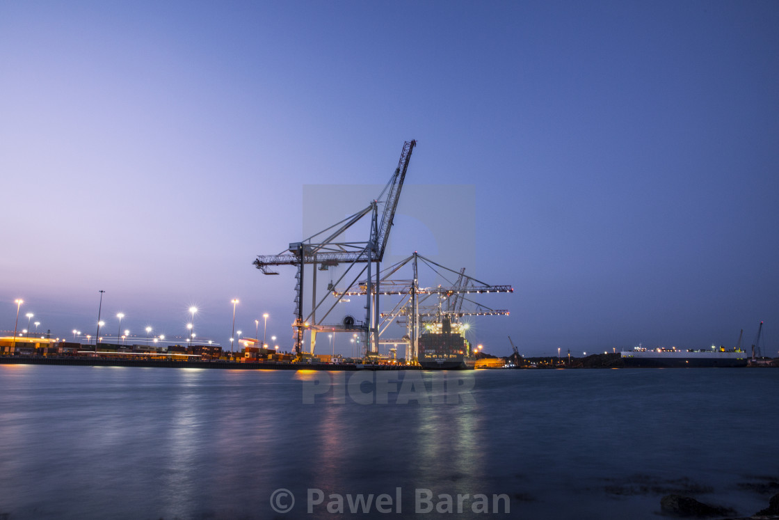 "Docks by night I" stock image