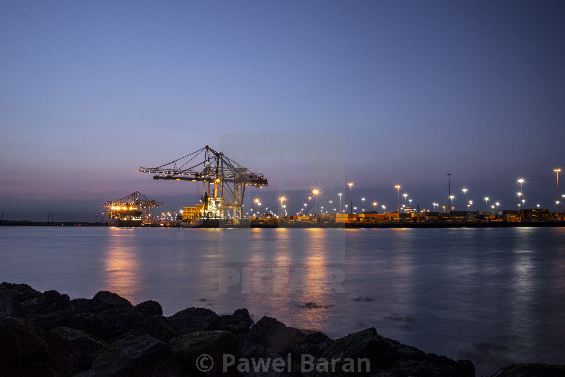 "The docks by night II" stock image