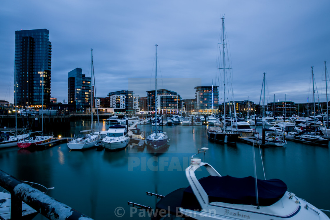 "The yacht's marina by night" stock image