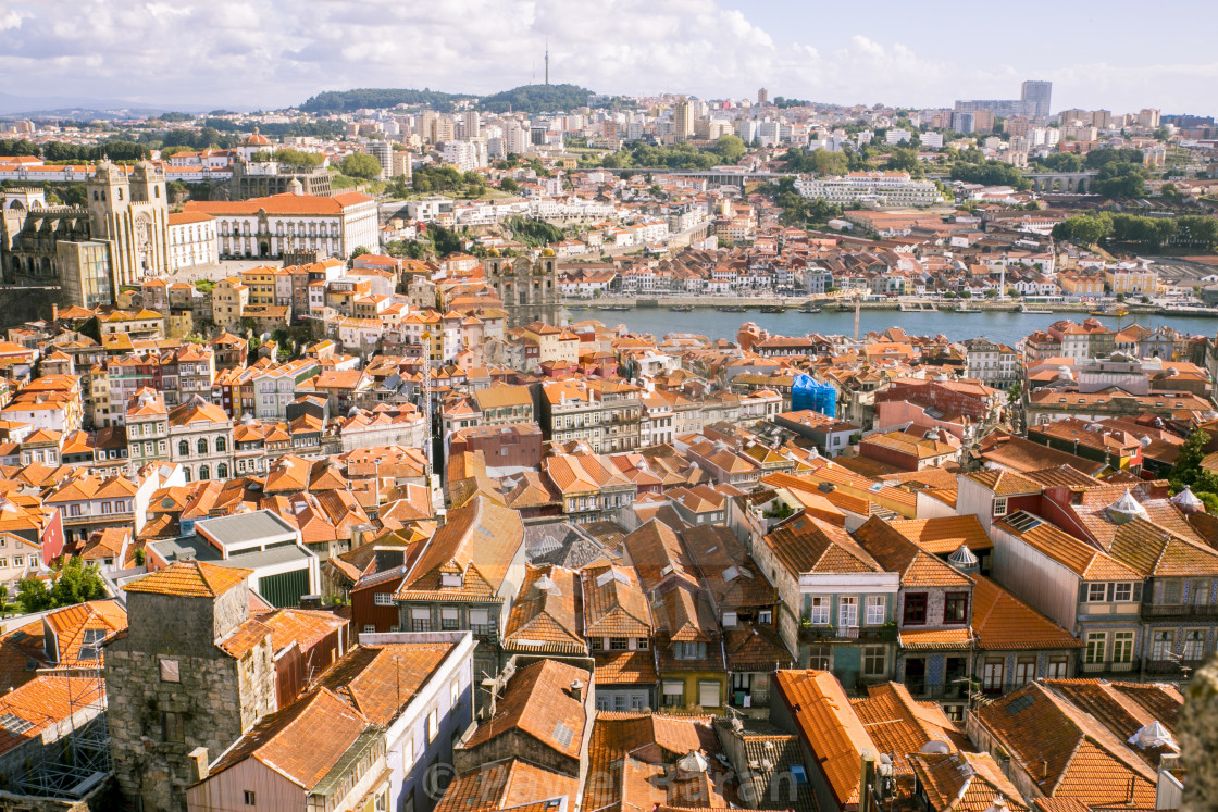 "The view from above - red roofs in Porto" stock image