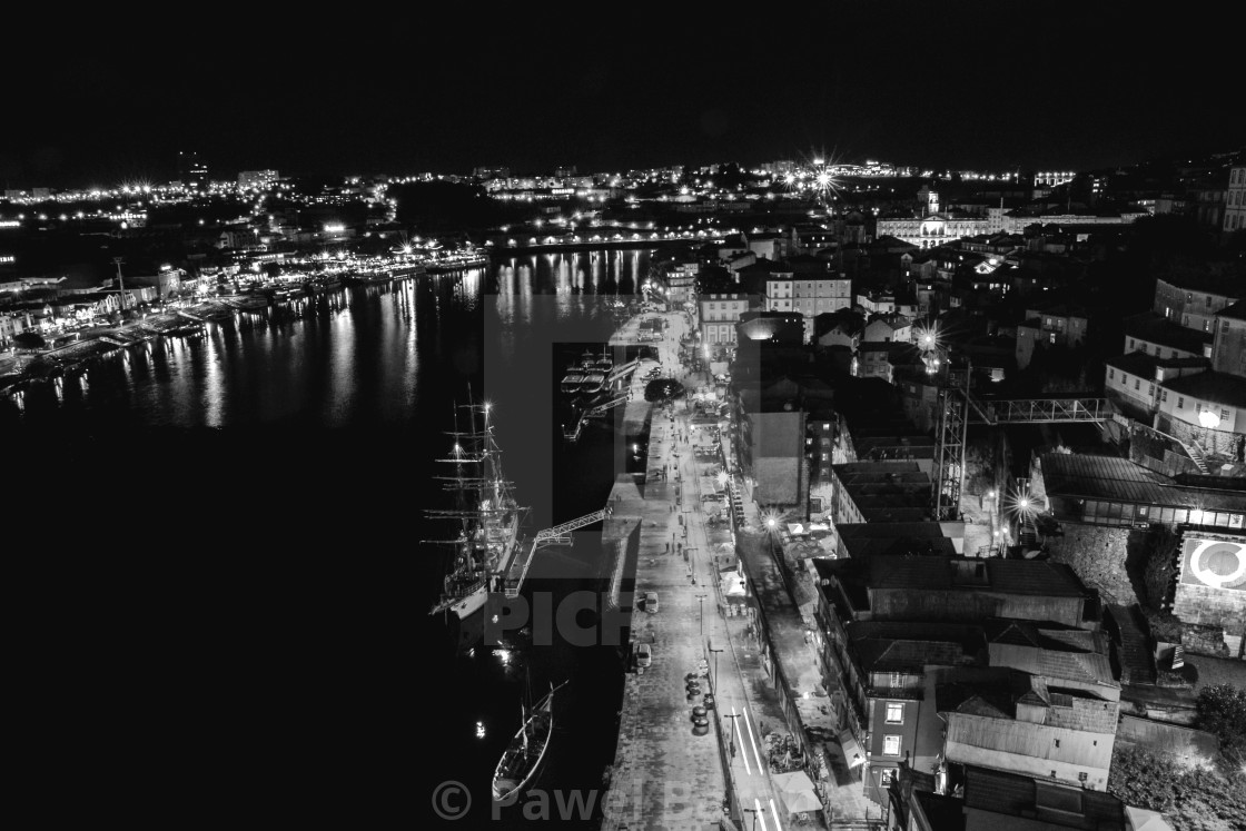 "Porto by night - monochrome" stock image