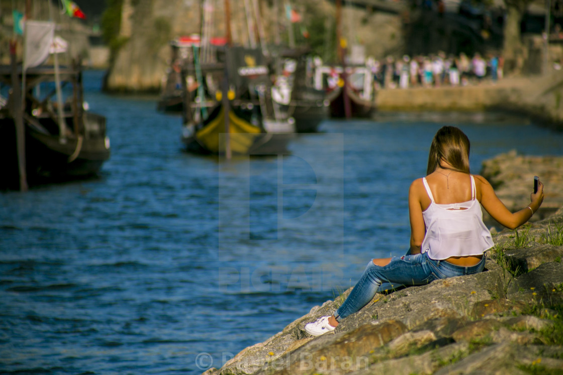 "The girl taking selfie" stock image