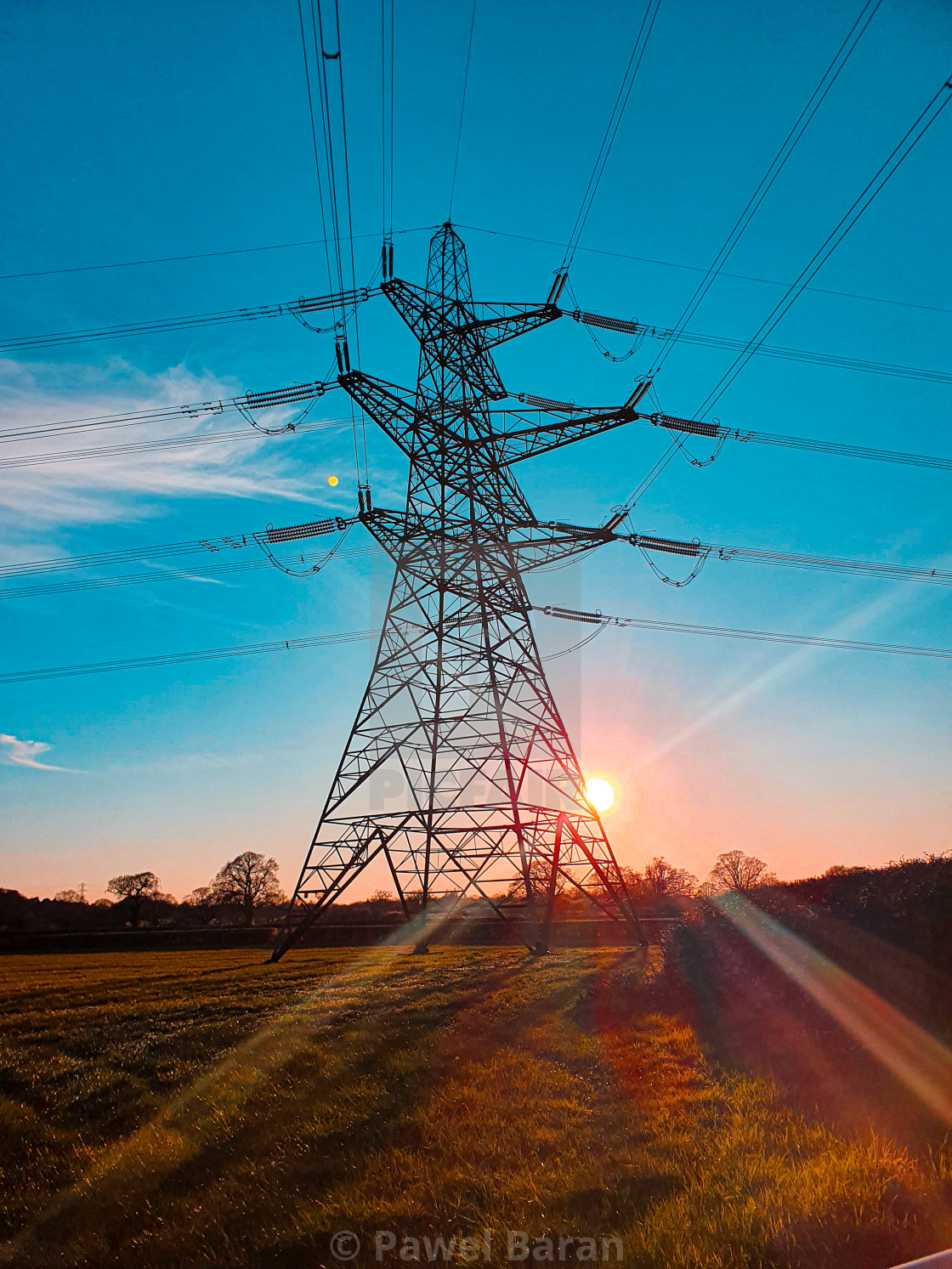 "Pylon at sunset" stock image