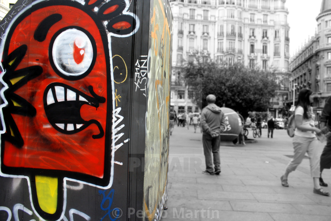 "Colorfull graffiti over urban furniture" by Pedro Martín - $5.46 "Colorfull graffiti over urban furniture" stock image